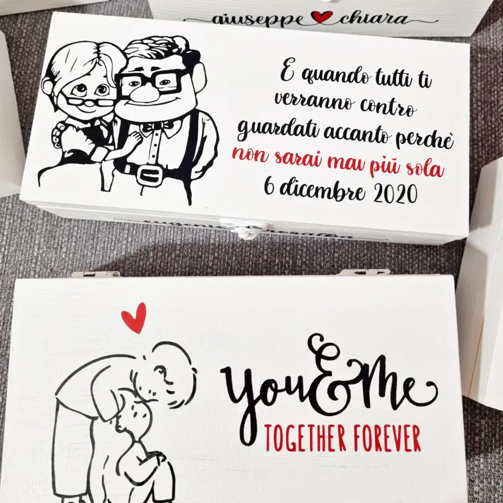 scatola personalizzabile con nome con coupon per innamorati.