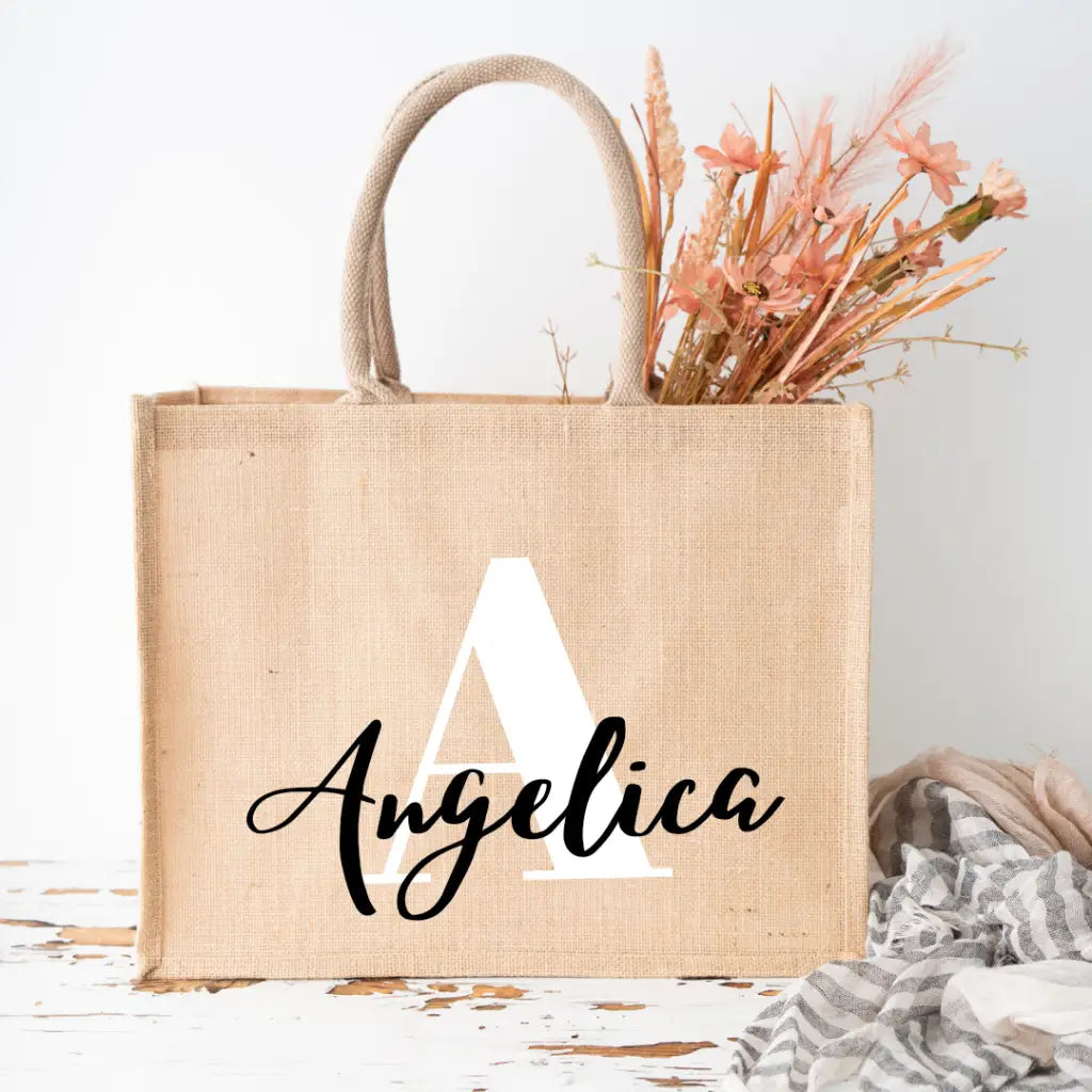 borsa in juta estate personalizzabile con nome