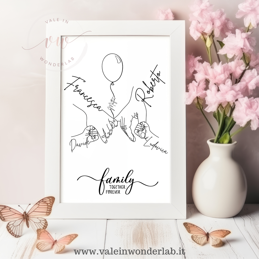 QUADRO FAMIGLIA CON STAMPA MANI + PERSONALIZZAZIONE