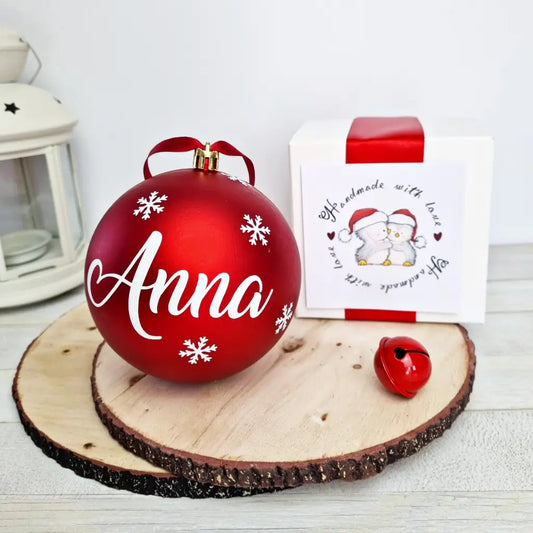 pallina di natale albero personalizzabile con nome fiocco scatola idea regalo