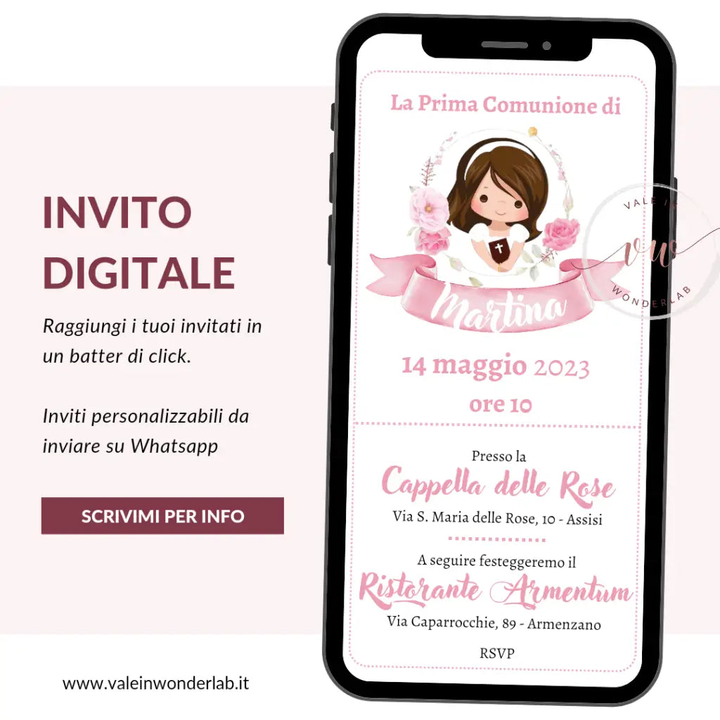 invito digitale feste da inviare su whatsapp comunione