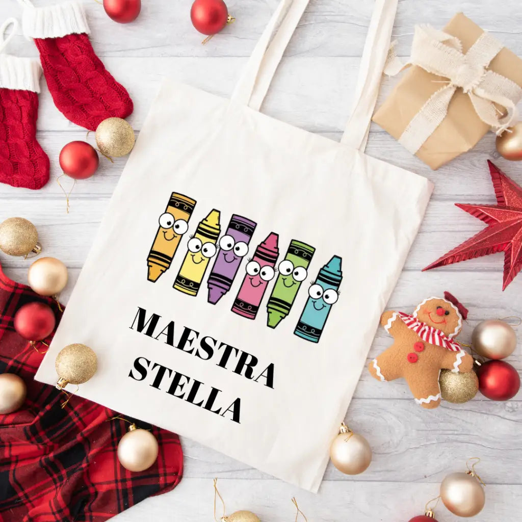 TOTE BAG PER MAESTRE - PERSONALIZZABILE (colorata)