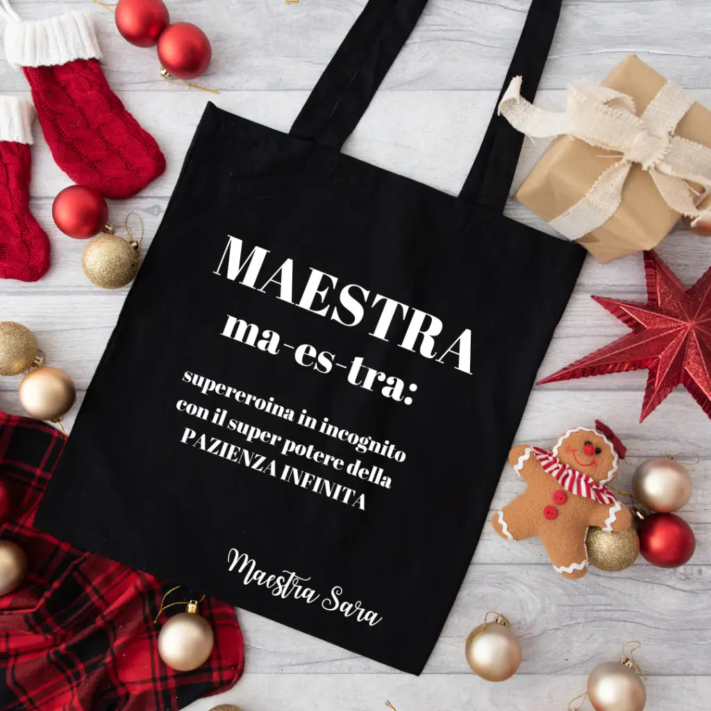 TOTE BAG PER MAESTRE IN COTONE - PERSONALIZZABILE (bianco e