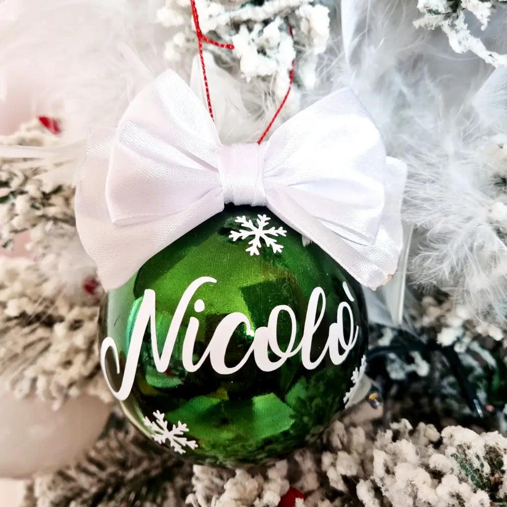 pallina di natale albero personalizzabile con nome fiocco scatola idea regalo