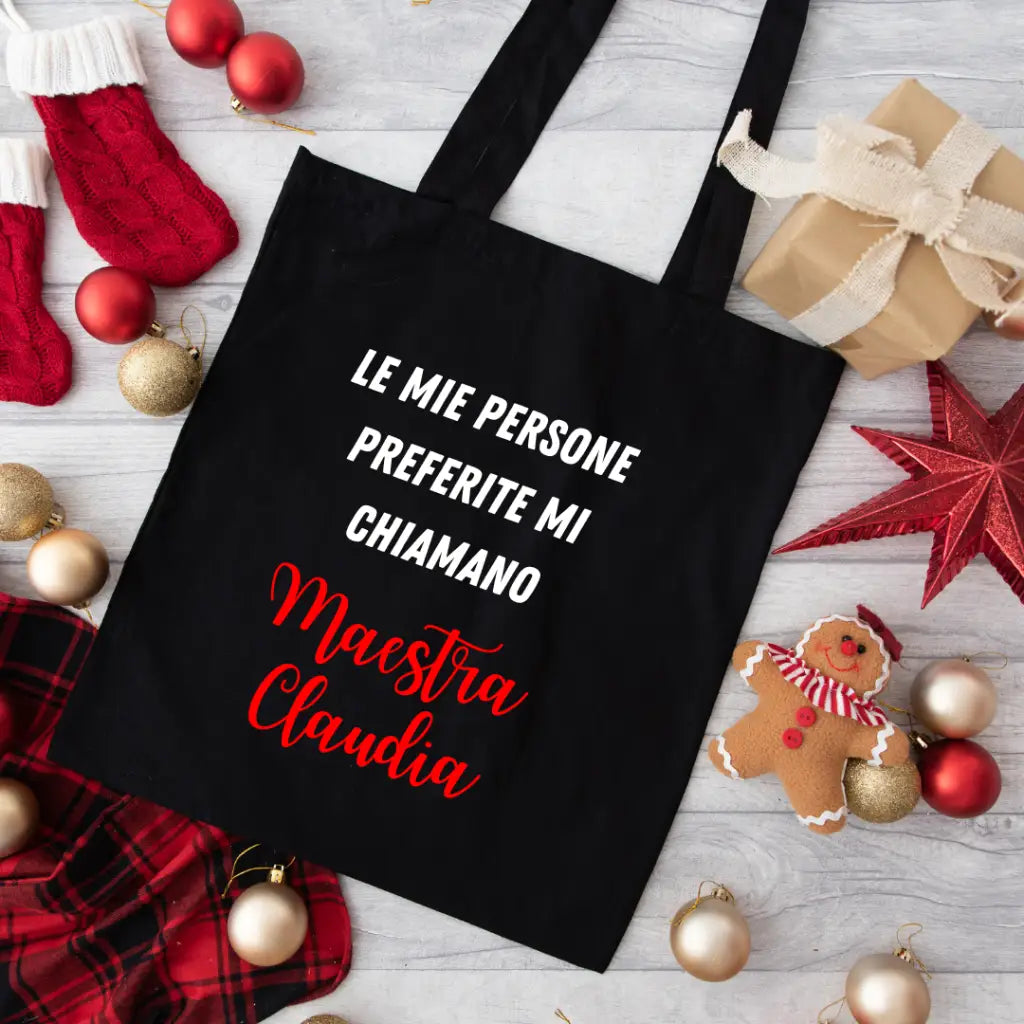 TOTE BAG PER MAESTRE IN COTONE - PERSONALIZZABILE (bianco e