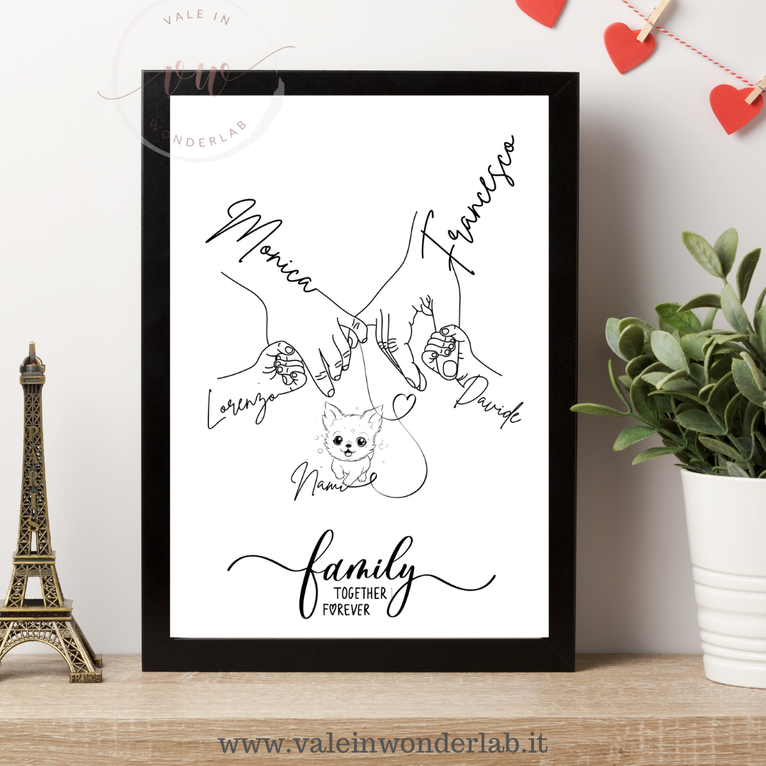 QUADRO FAMIGLIA CON STAMPA MANI + PERSONALIZZAZIONE